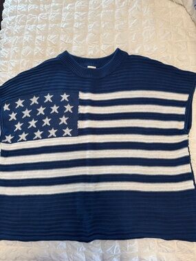 Anna & Ava Navy and White Flag Knit Crewneck Sweater